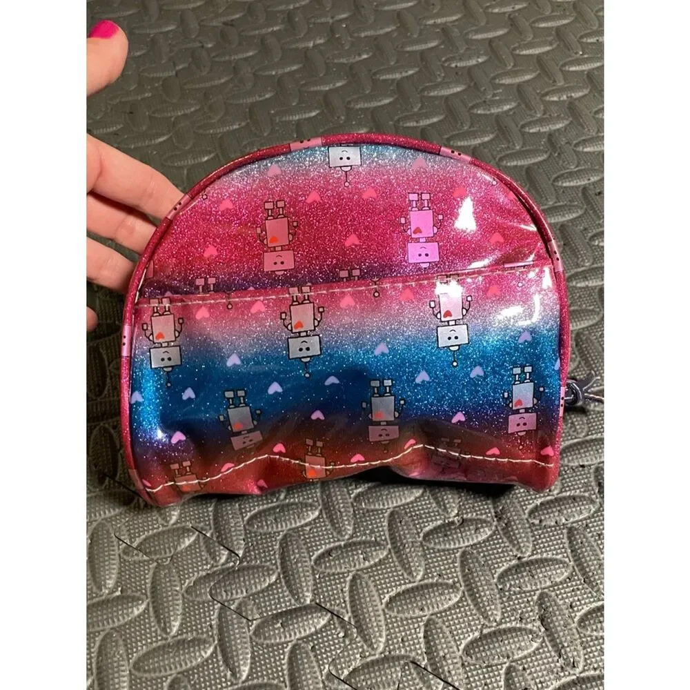 Kids Robot Glitter Cosmetic Bag - Pink & Blue